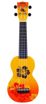 Ukulele "Hibiscus" inkl. Tasche, orange burst